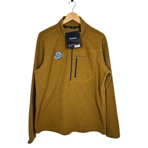 NEW! Simms Rivershed Quarter Zip Dark Bronze Pullover Fleece Sweater Logo L